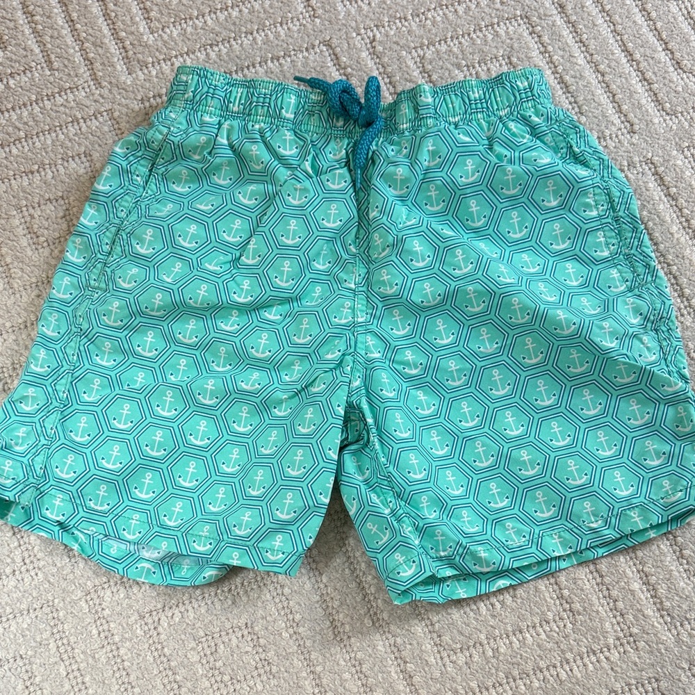 Vilebrequin Boy’s Turquoise Anchor Pattern Shorts - Picture 2 of 5
